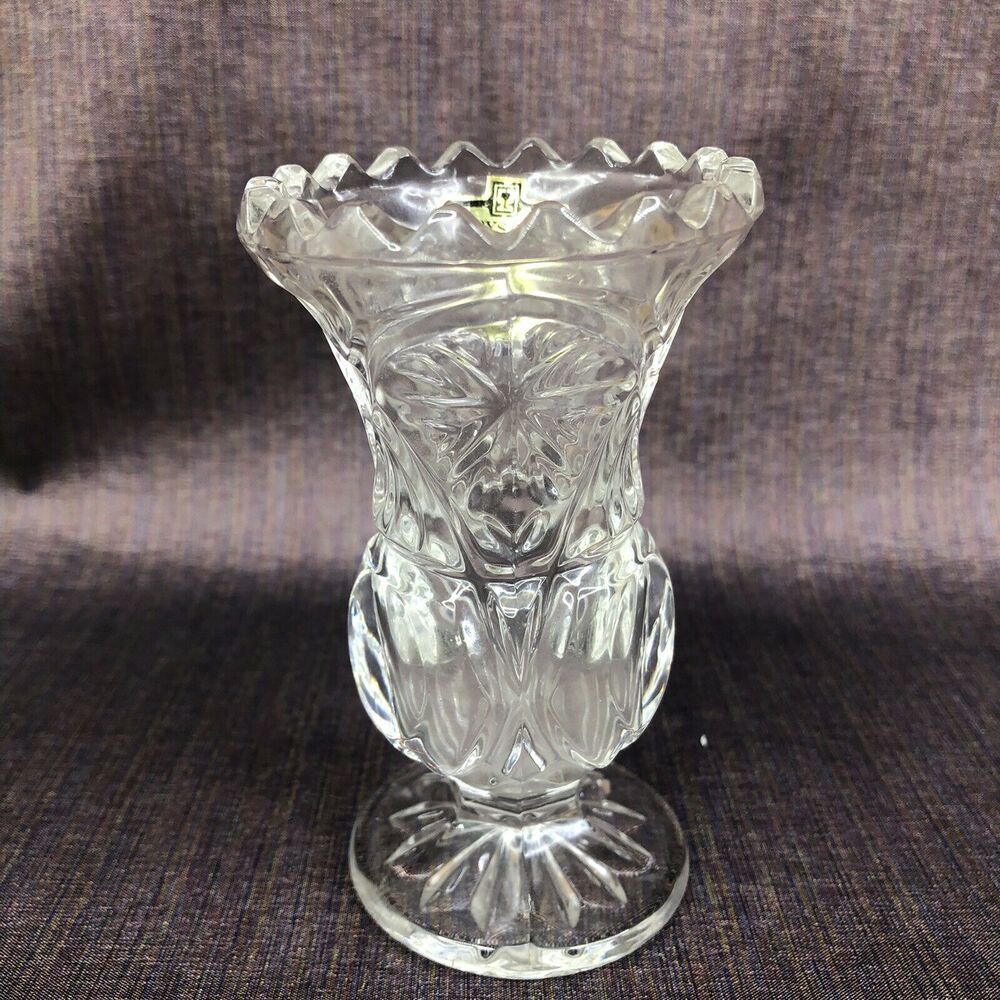Vintage Kristal Zajecar Yugoslavia 24% Lead Crystal 4" Bud Vase Toothpick Holder
